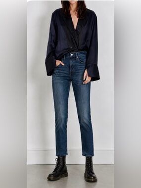 3x1 NYC 100% Cotton Made in Italy Ankle Straight Leg High Rise Blue Jeans Sz 25